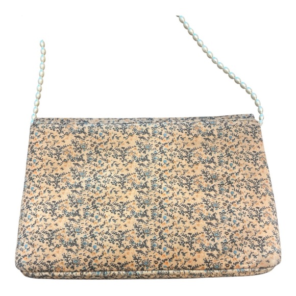 Anthropologie Velvet Printed Crossbody Bag with Pearl Strap Brooch Detail - Picture 9 of 12